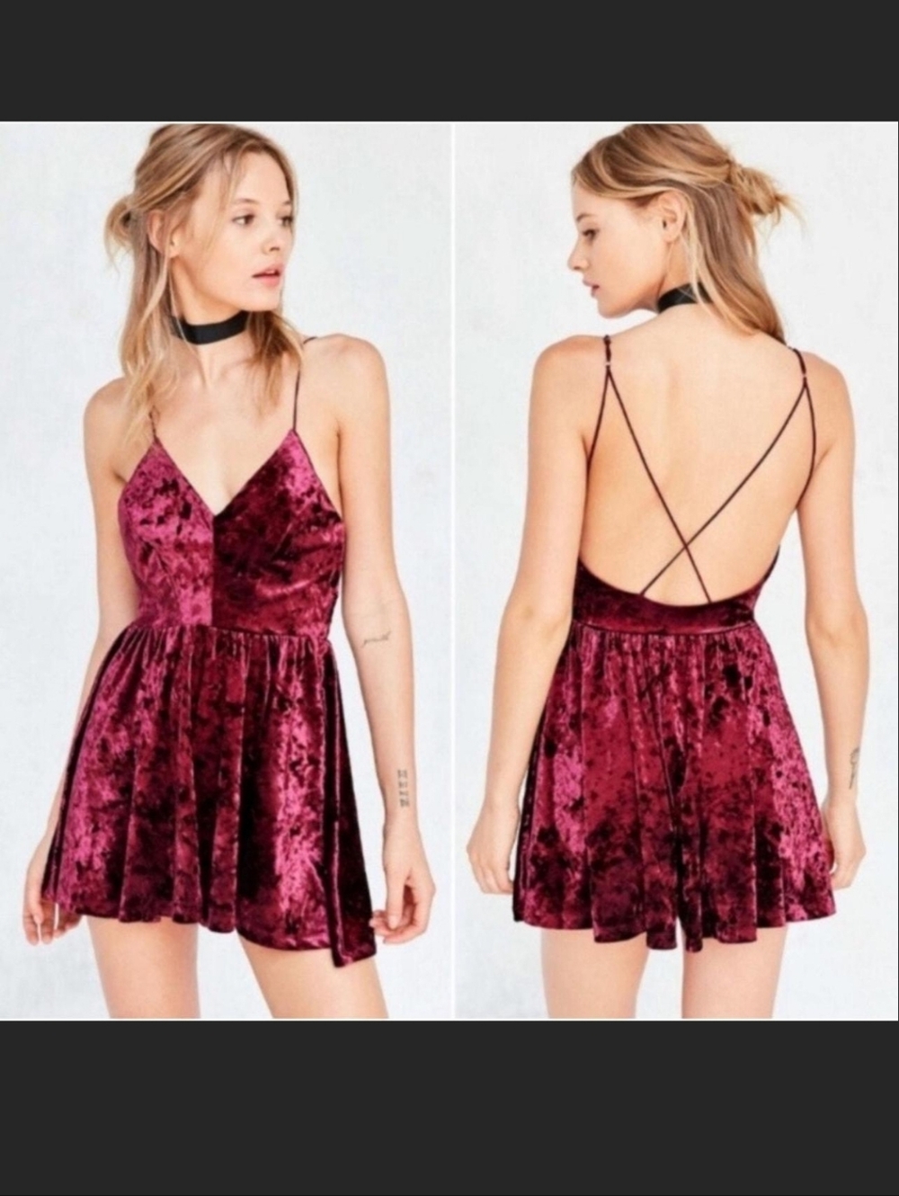 Urban Outfitters Red Velvet Romper